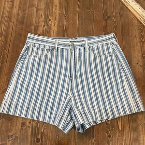 American Eagle Outfitters Blue and White Striped Jean Shorts